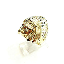 Load image into Gallery viewer, 10k yellow gold native American Indian chief head mens Ring diamond cut Size 9.5