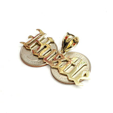Load image into Gallery viewer, New 10k yellow Gold Hustle word Pendant charm polished shiny fine jewelry 6.3g