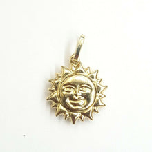 Load image into Gallery viewer, 14k yellow gold hollow sun sol pendant charm astrology fine jewelry 0.62" 1.4g