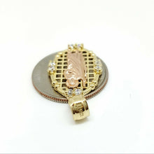 Load image into Gallery viewer, New 14k Gold two tone oval saint Jude juda Pendant charm cubic zirconia 2.9g