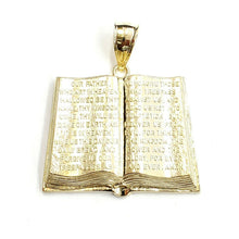 Load image into Gallery viewer, 10k yellow gold lord's prayer book our father bible verse pendant jewelry 13.5g