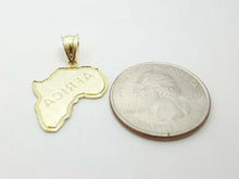 Load image into Gallery viewer, 10k yellow gold Africa continent outline map pendant charm fine gift unisex 1.7g
