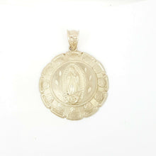 Load image into Gallery viewer, 10k yellow gold round virgin Guadalupe Pendant fine religious jewelry 1.04" 2.1g