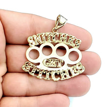 Load image into Gallery viewer, New 10k yellow Gold SNITCHES GET STITCHES word Pendant diamond cut jewelry 10.2g