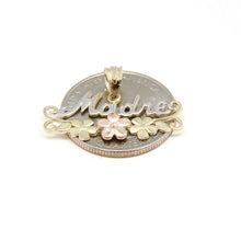 Load image into Gallery viewer, New 14k tri color Gold madre mother flower Pendant charm fine gift jewelry 1.7g