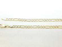 Load image into Gallery viewer, Men's Women's 14K two-tone Gold hollow Figaro Link Chain jewelry 3.4mm 24" 5.3g
