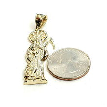 Load image into Gallery viewer, 10k yellow gold Santa Muerte holy death Pendant fine gift jewelry unisex 3.9g
