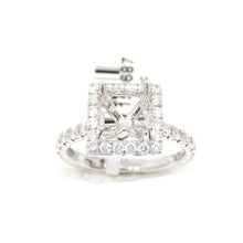 Load image into Gallery viewer, 1.14Ct Natural Diamond 14k White Gold Semi Mount halo Ring square center sz 6.5