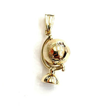 Load image into Gallery viewer, New 14k yellow gold 3D SPINNING round globe planet earth world map pendant 1.5g
