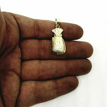 Load image into Gallery viewer, 10k yellow gold dollar sign money bag lucky pendant charm fine gift jewelry 2g