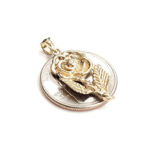 Load image into Gallery viewer, New 14k yellow solid Gold rose flower Pendant charm gift fine jewelry 3.4g