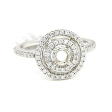 Load image into Gallery viewer, 0.37Ct Natural Diamond 14k White Gold Semi Mount halo Ring round center size 6.5