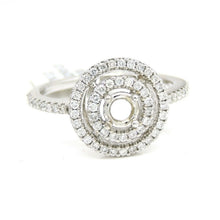 Load image into Gallery viewer, 0.37Ct Natural Diamond 14k White Gold Semi Mount halo Ring round center size 6.5
