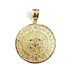 Load image into Gallery viewer, 10k yellow Gold solid Aztec Mayan sun calendar Azteca pendant gift 2.08" 18.2g