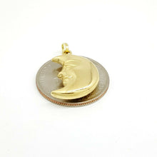 Load image into Gallery viewer, New 14k yellow gold 3D hollow moon pendant charm astronomy fine gift jewelry 2g