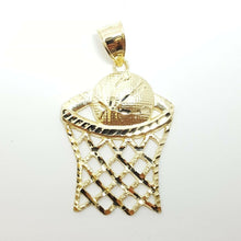Load image into Gallery viewer, 10k yellow gold basketball net hoop pendant charm sport fine gift jewelry 4.9g