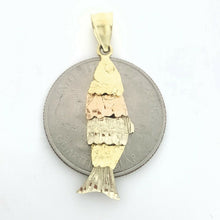 Load image into Gallery viewer, 14k tri color Gold Pisces movable fish zodiac Pendant charm gift jewelry 2.1g