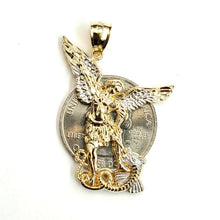 Load image into Gallery viewer, 14k Two tone gold saint Michael pendant charm fine religious gift jewelry 4.3g