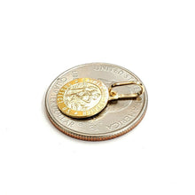 Load image into Gallery viewer, 14k solid yellow Gold round saint Christopher Pendant religious gift 0.48" 1.5g