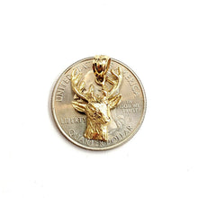 Load image into Gallery viewer, 14k yellow Gold deer buck male head wild Animal Pendant charm gift jewelry 2g