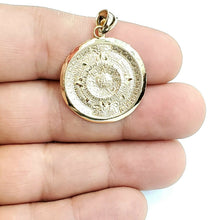 Load image into Gallery viewer, 14k yellow solid Gold Aztec Mayan sun calendar Azteca pendant jewelry 1.02" 3.6g