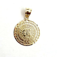 Load image into Gallery viewer, 10k yellow Gold solid Aztec Mayan sun calendar Azteca pendant gift 0.80" 2.7g