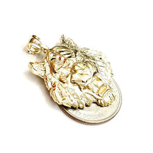 Load image into Gallery viewer, 14k yellow solid Gold tiger male head face Pendant diamond cut fine jewelry 5.7g