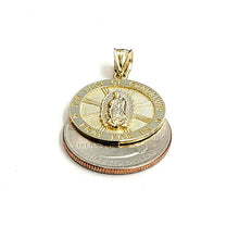 Load image into Gallery viewer, 10k gold round virgin Mary Guadalupe pendant charm gift fine jewelry 0.86" 2.6g