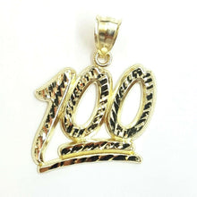 Load image into Gallery viewer, New 10K Solid Yellow Gold Diamond Cut One Hundred 100 Charm Pendant jewelry 2.9g