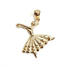 Load image into Gallery viewer, New 14k yellow Gold Solid ballerina dancer Pendant charm gift fine jewelry 2.2g