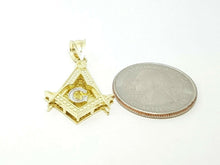 Load image into Gallery viewer, 10k two-tone solid Gold Freemason Masonic Pendant charm jewelry fine gift 2.9g