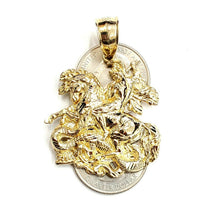 Load image into Gallery viewer, 10k yellow gold saint George pendant charm horse dragon fine gift jewelry 9.6g