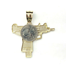 Load image into Gallery viewer, New 10k yellow Gold solid Uzi machine gun Pendant charm fine men's jewelry 9.3g