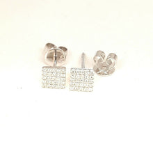 Load image into Gallery viewer, New 14k White Gold 0.11Ct Round Diamond square stud Earrings Push Back Fastening