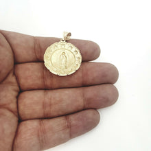 Load image into Gallery viewer, 10k yellow gold round virgin Guadalupe Pendant fine religious jewelry 1.04" 2.1g