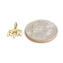 Load image into Gallery viewer, 14k yellow Gold tiny RN caduceus medical sign nurse Pendant fine jewelry 0.5g