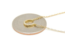 Load image into Gallery viewer, 14k yellow Gold 0.06Ct Diamond horseshoe necklace gift luck 18" adjustable chain