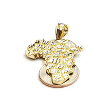 Load image into Gallery viewer, 10k yellow gold nugget Africa continent outline map pendant charm jewelry 6.5g