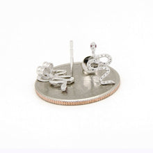 Load image into Gallery viewer, New 14k white Gold 0.16Ct Round Diamond snake stud Earrings Push Back fine gift