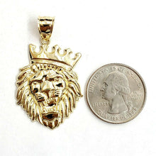 Load image into Gallery viewer, 10k yellow Gold lion head face crown Leo zodiac Pendant charm fine jewelry 4.2g