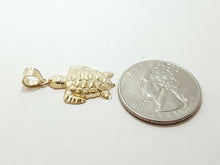 Load image into Gallery viewer, New 14k yellow gold turtle full body pendant charm diamond cut fine jewelry 1.7g