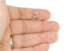 Load image into Gallery viewer, 14k white Gold 0.06Ct Diamond horseshoe stud Earrings gift Push Back Fastening