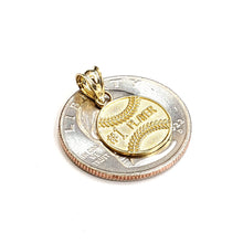 Load image into Gallery viewer, New 10k yellow Gold tiny baseball #1 player Pendant charm sport jewelry 1.1g