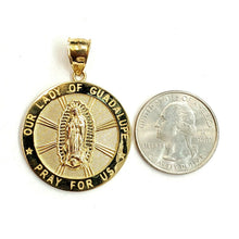 Load image into Gallery viewer, 10k yellow gold round virgin mary Guadalupe religious Pendant fine gift 1.25" 6g