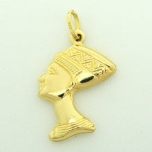 Load image into Gallery viewer, 14k yellow Gold 3D hollow egyptian queen nefertiti head Pendant fine gift 2.1g