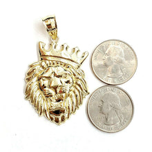 Load image into Gallery viewer, 10k yellow Gold lion head face crown Leo zodiac Pendant charm fine jewelry 7.7g
