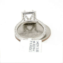 Load image into Gallery viewer, 1.14Ct Natural Diamond 14k White Gold Semi Mount halo Ring square center sz 6.5