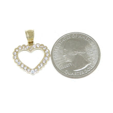 Load image into Gallery viewer, New 14k yellow Gold heart Pendant charm zirconia gift for her fine jewelry 1.9g