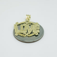 Load image into Gallery viewer, New 10k yellow Gold women love Pendant charm gift fine jewelry diamond cut 1.7g