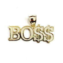 Load image into Gallery viewer, New 10k yellow Gold Boss dollar sign word Pendant charm fine gift jewelry 3.1g